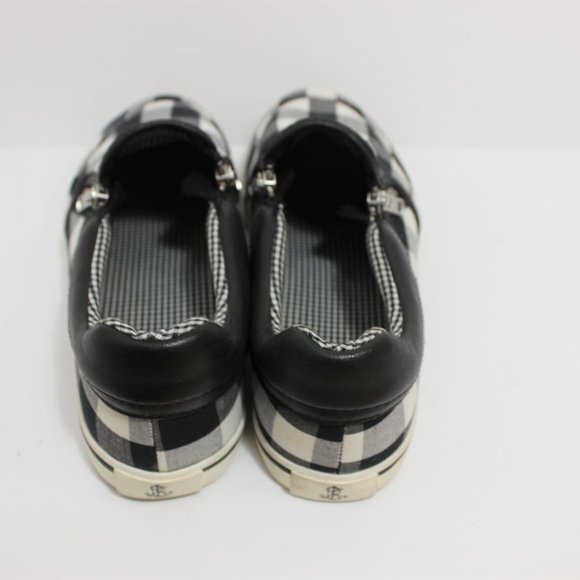 RALPH LAUREN Checked Gingham Black White Slip On - Picture 7 of 11